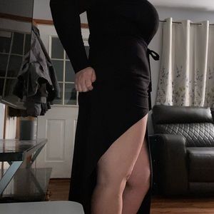 Wrap around black tie dress